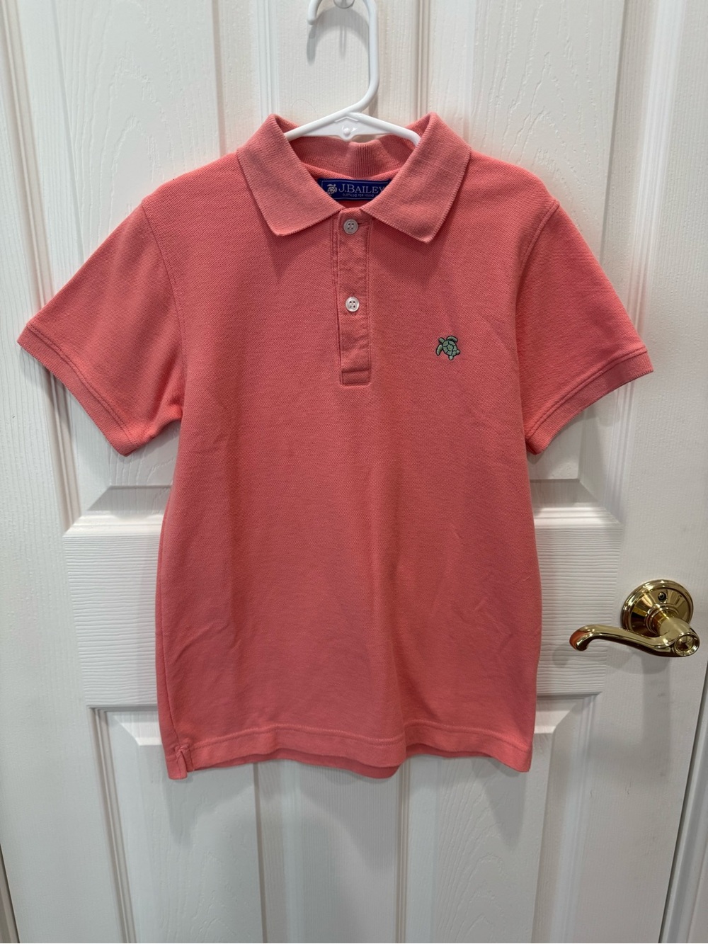 J Bailey short sleeve button down polo size 8 coral